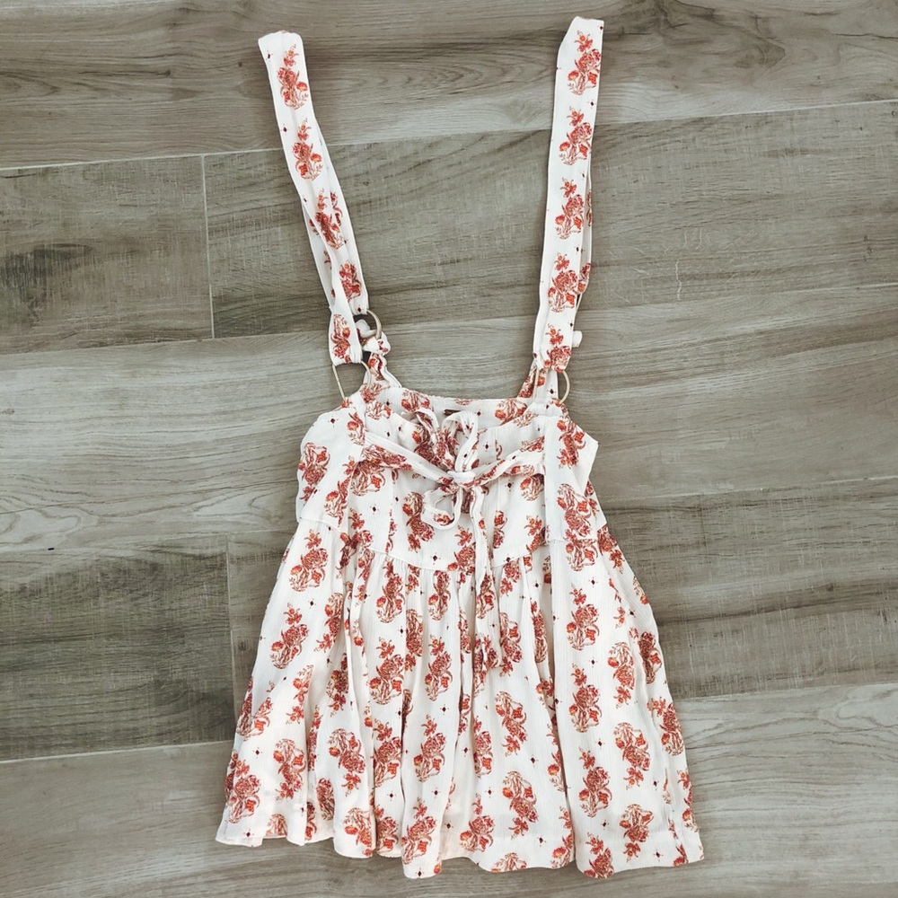 Free People floral boho overall mini skirt
